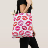 Rode lippen set, witte achtergrond. tote bag (Dichtbij)