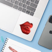 Rode lippen sticker plakboek lichte inrichting (Laptop met iPhone)