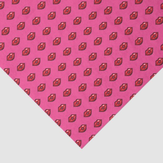 Rode Lippen Valentijns  Kisses Pixel Art Pattern Tissuepapier (Detail)