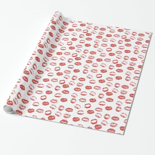 Rode Lippen Verliefd Bruiloftsfeest Cadeaupapier (Uitgerold)