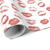 Rode Lippen Verliefd Bruiloftsfeest Cadeaupapier (Rol Hoek)