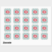 Rode lippen vierkante sticker (Vel)