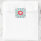 Rode lippen vierkante sticker (Tas)
