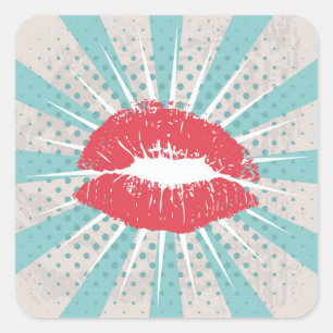 Rode lippen vierkante sticker