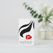 Rode lippen vrouw Make-up artiest visitekaartje on (Staand voorkant)