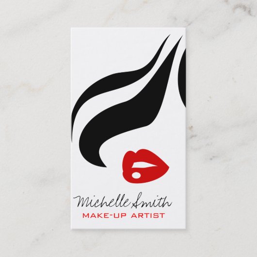 Rode lippen vrouw Make-up artiest visitekaartje on (Voorkant)