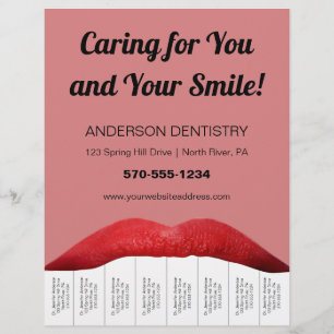 Rode lippen Witte Toverdreven Tentist Kantoor Sche Flyer