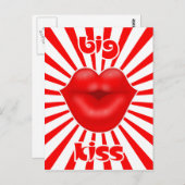 Rode lippen zonnestralen grote kus briefkaart (Voorkant / Achterkant)