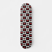 Rode Lippen Zwart Checkerboard Retro Vibes Persoonlijk Skateboard (Voorkant)