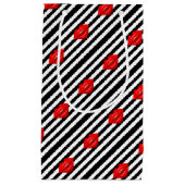 Rode lippen zwarte witte gestreepte cadeautas (Voorkant)