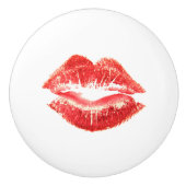 Rode lippenlippen voor make-up en cosmetische lade keramische knop (Voorkant)