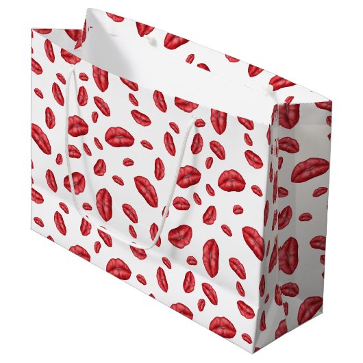 Rode lippenstift afdruk groot cadeauzakje (Voorkant Gekanteld)