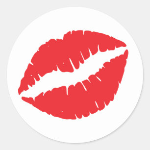 Rode Lippenstift Afdruk Ronde Sticker