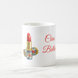 Rode Lippenstift Bloem Ciao Bella (hallo schoonhei Koffiemok