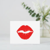 Rode lippenstift briefkaart (Staand voorkant)
