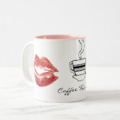 Rode lippenstift Coffee Kisses Fun Drinkware Mok (Voorkant links)