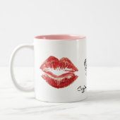 Rode lippenstift Coffee Kisses Fun Drinkware Mok (Links)