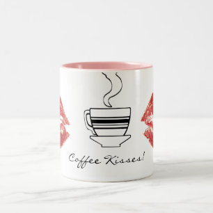 Rode lippenstift Coffee Kisses Fun Drinkware Mok