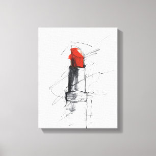 Rode lippenstift illustratie - minimalistische mak canvas afdruk
