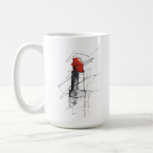 Rode Lippenstift Illustratie – Minimalistische Mak Koffiemok