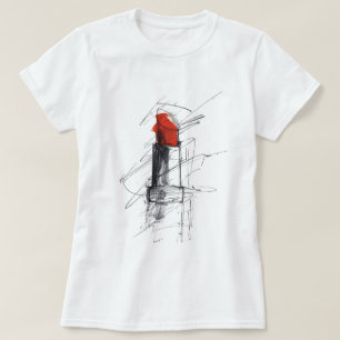 Rode lippenstift illustratie - minimalistische mak t-shirt