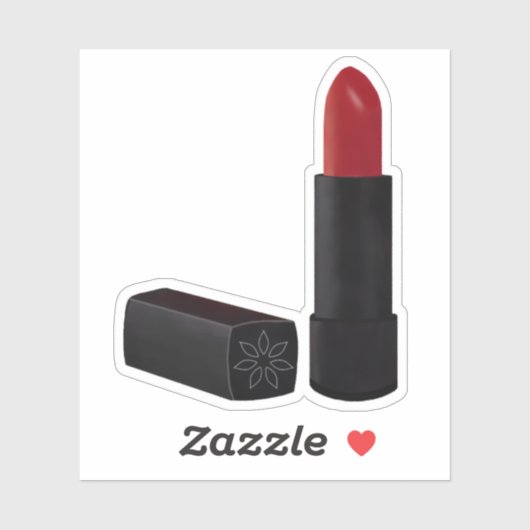 Rode lippenstift in zwart sticker (Vel)