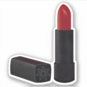 Rode lippenstift in zwart sticker (Voorkant)
