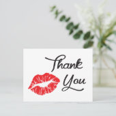 Rode lippenstift kus dank je Briefkaart (Staand voorkant)