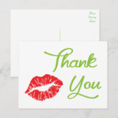 Rode lippenstift kus dank je Briefkaart (Voorkant / Achterkant)