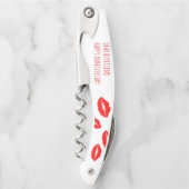 Rode lippenstift kus lieve vriendje blij Jubileum Kurkentrekker (Voorkant)