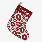 Rode lippenstift kus patroon grote kerstsok (Voorkant (Hangend))