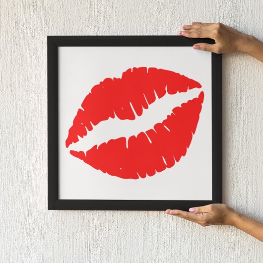 Rode lippenstift kus poster