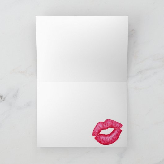 Rode lippenstift kus wenskaart kaart (Binnen)