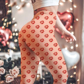 Rode lippenstift kusprint perzik leggings