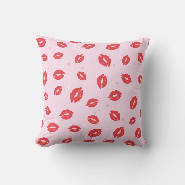Rode lippenstift kussen op roze achtergrond patroo (Voorkant)