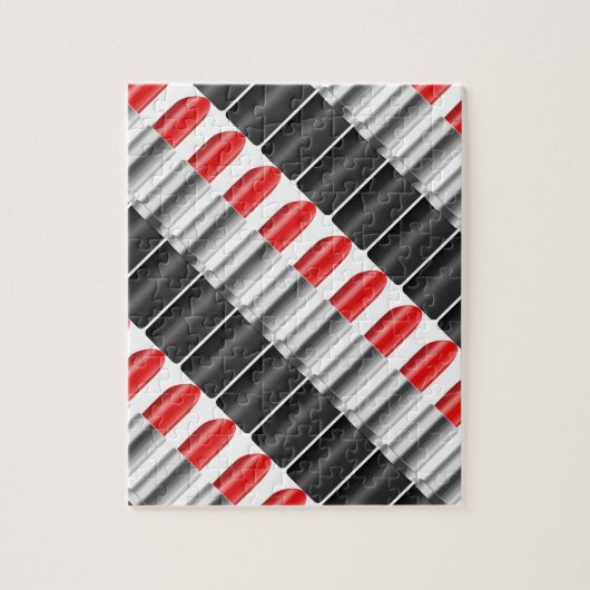 Rode lippenstift. legpuzzel (Verticaal)