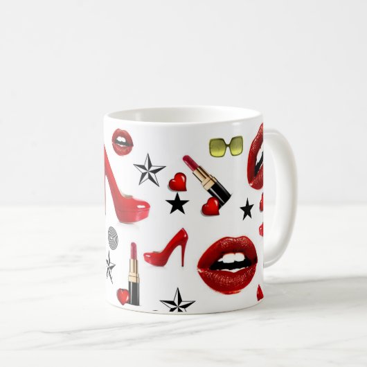 Rode lippenstift lippen hakken Mok (Voorkant rechts)