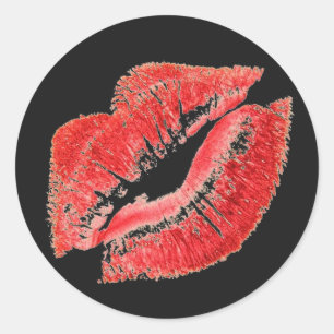 Rode lippenstift lippen kus Sticker