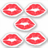 Rode Lippenstift Lippen Kusjes  Sticker (Voorkant)