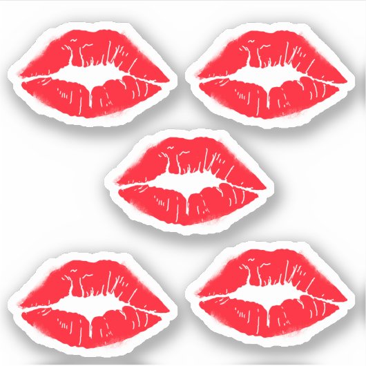 Rode Lippenstift Lippen Kusjes  Sticker (Voorkant)