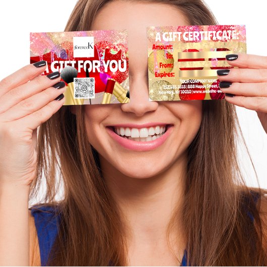 Rode lippenstift make-up artiest Logo QR 100 stuks Visitekaartje