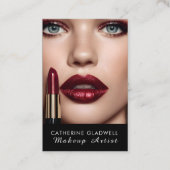 Rode Lippenstift Make-up Artiest Visitekaartje (Voorkant)
