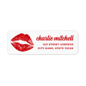 Rode lippenstift markering retro retouradres etiket (Voorkant)