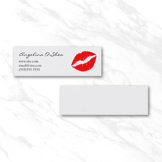 Rode lippenstift mini visitekaartje