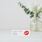 Rode lippenstift mini visitekaartje (Staand voorkant)