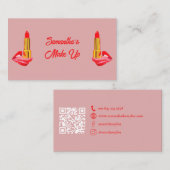 Rode lippenstift op de tong roze met aangepaste na visitekaartje (Voorkant / Achterkant)