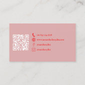 Rode lippenstift op de tong roze met aangepaste na visitekaartje (Achterkant)