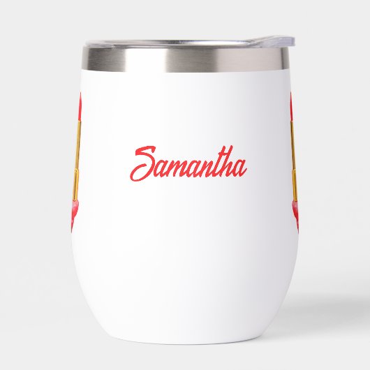 Rode lippenstift op de tong zwart met aangepaste n (Links)