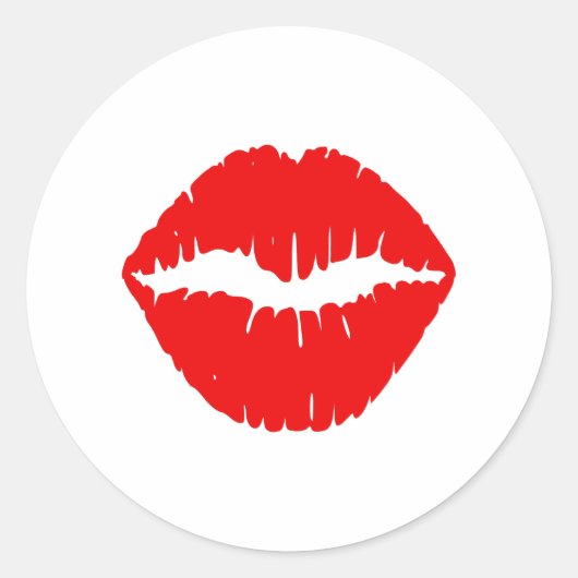 Rode lippenstift ronde sticker (Voorkant)