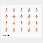 Rode lippenstift Tekening Kunst Aangepaste tekst Ronde Sticker (Vel)